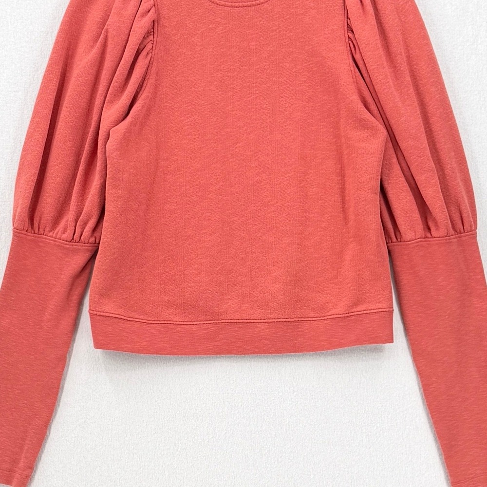 Ulla Johnson Sweatshirt Women Large Coral Pink Puff Sleeve Cotton Crewneck - Picture 8 of 12